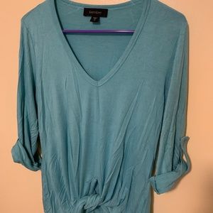 Karen Kane turquoise 3 Q sleeve with tie front